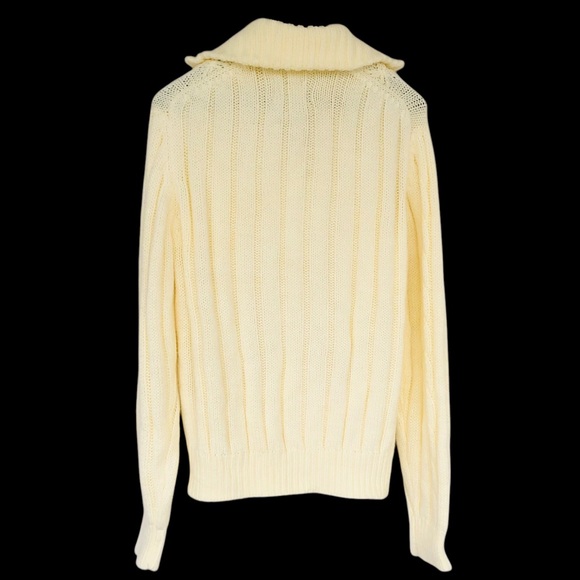 Vtg John Blair Menswear 3D Cable Knit Zip Cardigan Sz L Butter Yellow Grandpa - Picture 5 of 5